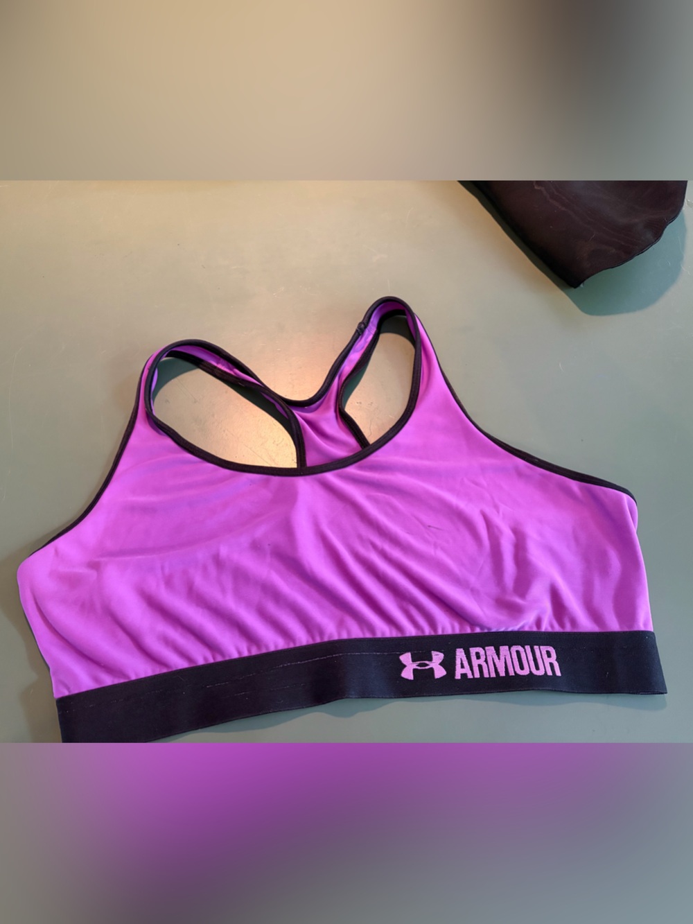 Under Armour Pink/Purple Racerback Sports Bra with Black Trim